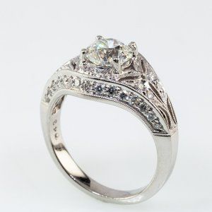 Simon G 1.33 carat Round Brilliant Diamond Platinum Engagement Ring Size 5.25